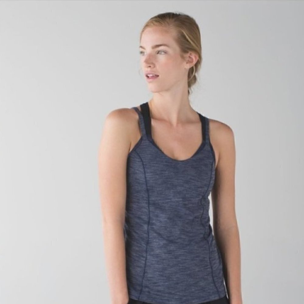 Lululemon Run For Gold Tank Heathered Navy 8